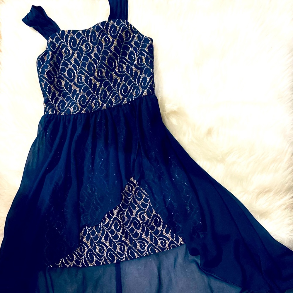 Navy & Gold High Low Dress